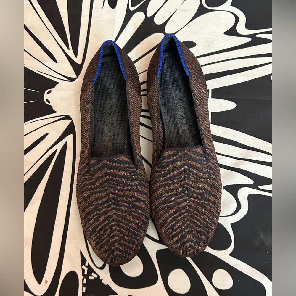 Rothy's “Twilight Metallic “ Brown & Black zebra Knit Flats size 6.5 - Picture 8 of 10